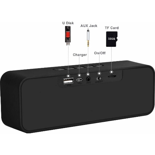 Boxa portabila Muzili SC211, Bluetooth 5.0, Card TF, Negru
