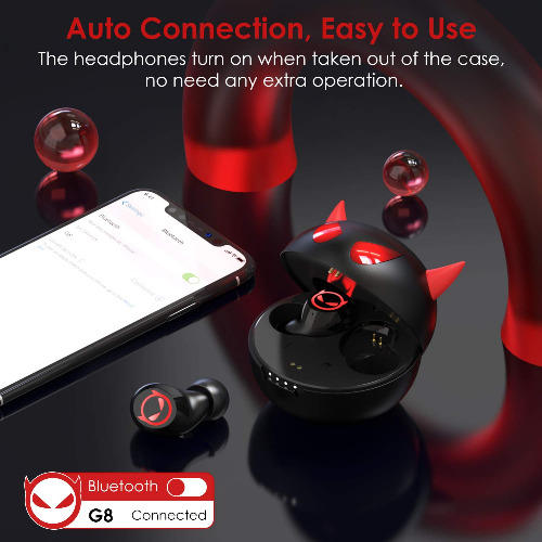 Casti Bluetooth HolyHigh G8,5.0, Wireless, Touch Control, Handsfree, Compatibile cu Android & iOS, Negru
