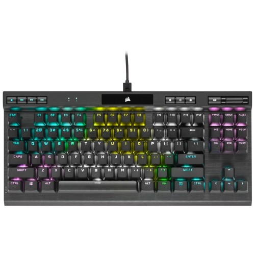 Tastatura mecanica gaming Corsair K70 TKL, iluminare RGB, cablu detasabil USB-C, Switch Cherry MX Speed, Negru
