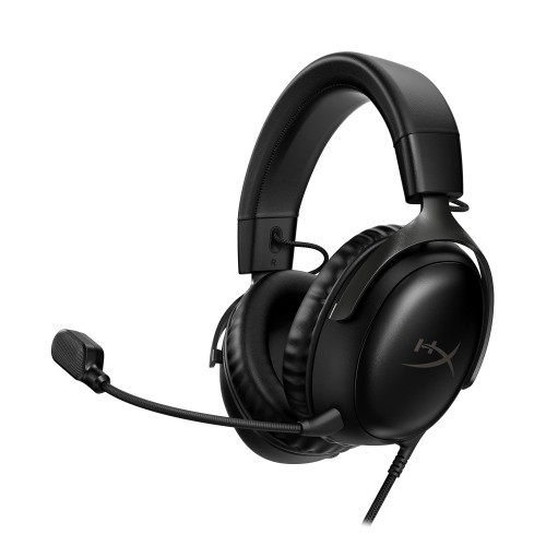 Casti Gaming HyperX Cloud III, DTS Headphone X Spatial Audio, NC si indicator LED, jack 3,5mm, USB-C, USB-A, multiplatforma, Negru
