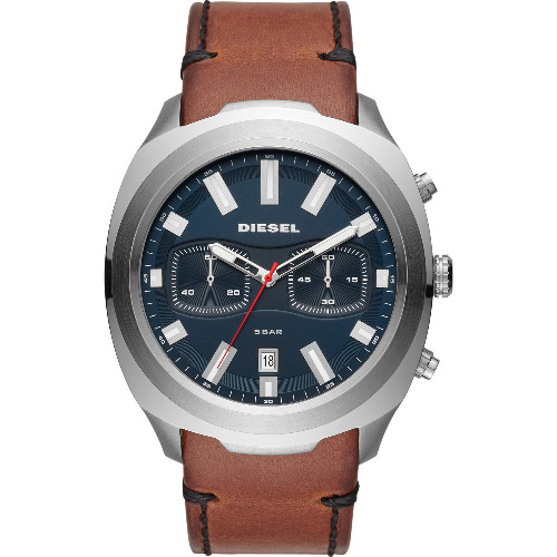 Ceas Chronograph Diesel Tumbler DZ4508, 45mm, Brown Leather, Blue Dial
