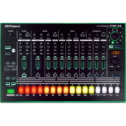 Masina de ritm Roland TR-8, 2x Line Jack 6,3 mm TS, Midi inIeșiri: Headphone Jack 6,3 mm TRS, 8x Jack 6,3 mm TS, Trigger, Midi out, Negru
