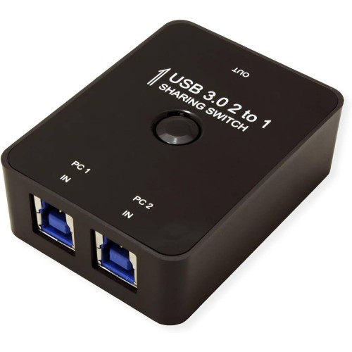 Comutator manual USB, Value, 2 porturi, USB 3.0/USB 3.2 Gen 1, Negru
