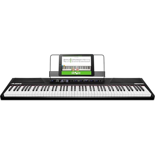 Pian digital Alesis Recital, 88 full-sized keys, 2x20W, USB, RCA, Casti, MIDI, Aux out, Negru
