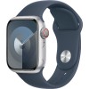 Apple Watch Series 9, 41mm, Silver Aluminium Case, Denim Sport Band, GPS, Cellular, A2982