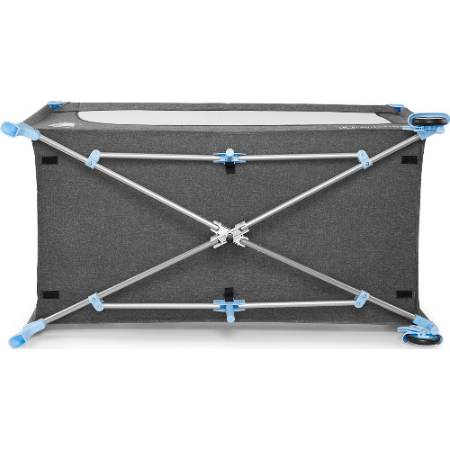 Patut pliant Kinderkraft Joy, 2 nivele si accesorii, Gri/Albastru + Saltea Pliabila Copii Spuma-Cocos, MyKids, 120x60 cm
