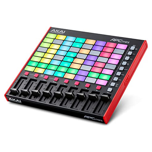 Controller Ableton Akai APC Mini MK2, 64 paduri, 9 fadere, USB, MIDI, 8 canale, Negru/Rosu
