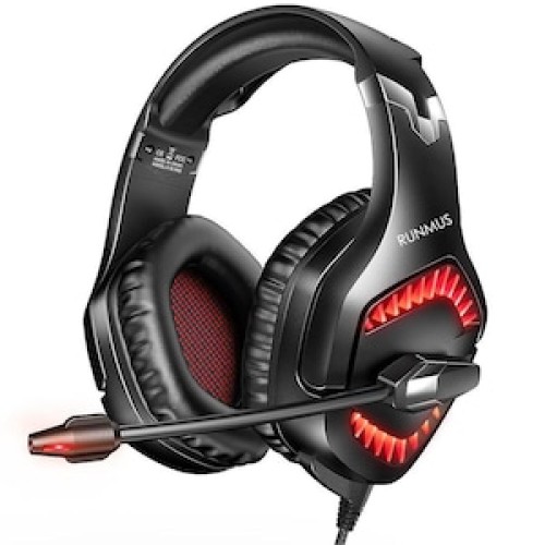 Casti Gaming Cu Fir RunMus K2, Microfon, Negru
