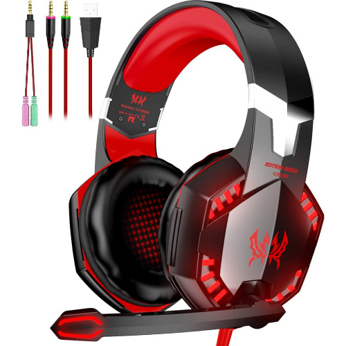Casti gaming Over-Ear Kotion Each G2000, 50mm, microfon omnidirectional, LED, rosu
