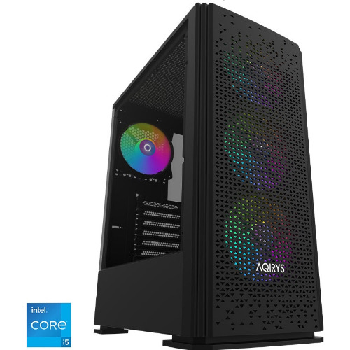 Sistem Desktop Gaming Aqiris, Procesor AMD Ryzen 5 5600x 4.6GHz, 16Gb RAM DDR4 3200MHz, SSD 512 Gb, Radeon RX 6600 8Gb GDDR6, USB 3.2, DisplayPort, HDMI, DVI
