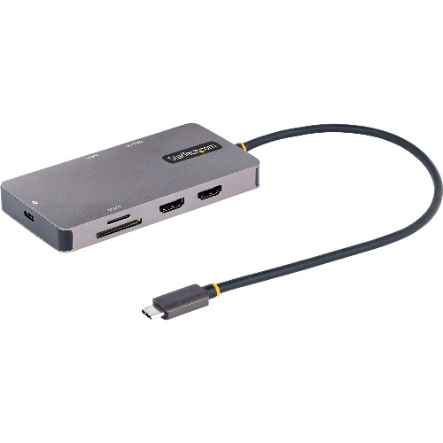Adaptor STARTECH.COM USB-C Multiport, 2x HDMI 2.0, 2x USB-A, 1x USB-C, SD/MicroSD, 100W PD, RJ-45, Negru