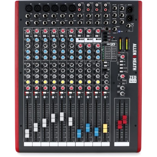 Mixer Sunet Analog Allen and Heath Zed-12FX, 12 Canale, 3x Intrari Stereo, 3x AUX OUT, 6x Intrari Microfon, Interfata USB, Preamplificator DuoPre 69 dB
