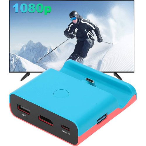 Dock de incarcare Mxzzand pentru Nintendo Switch/Lite Type-C HDMI Video Converter XDL-NS06,Blue red
 Dock de incarcare Mxzzand pentru Nintendo Switch/Lite Type-C HDMI Video Converter XDL-NS06,Blue red