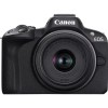 Aparat foto Mirrorless Canon EOS R50, 24.2MP, 4K, Wi-Fi, Obiectv Canon RF-S 18-45mm F4.5-6.3 IS STM, Negru