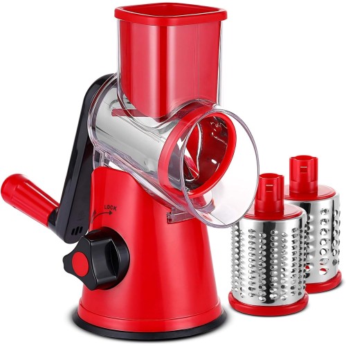 Razatoare Manuala Livington Nutri Slicer, 4 Accesorii, 3 Tamburi Diferiti, Rosu (Produs NOU!)
