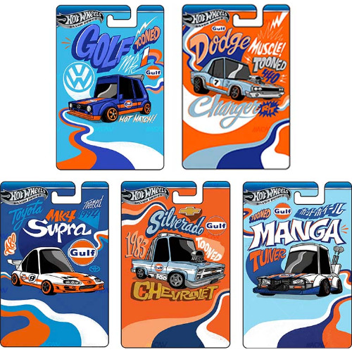 Set 5 masini Hot Wheels Silver Series Gulf Tooned