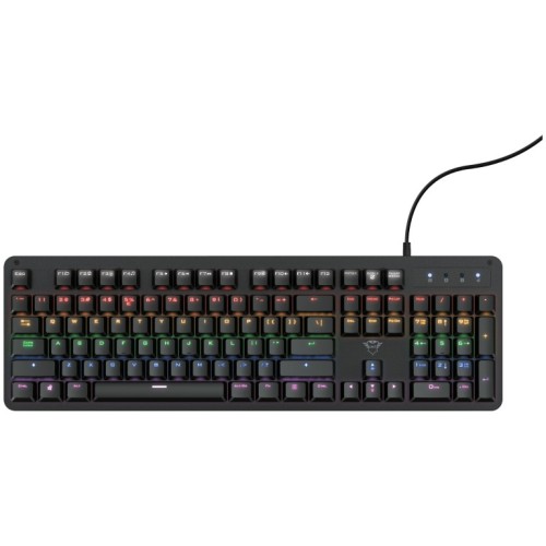 Tastatura Gaming Mecanica Cu Fir Trust GXT 863 Mazz, RGB, Switch Type Linear, 104 Taste, USB, Negru

