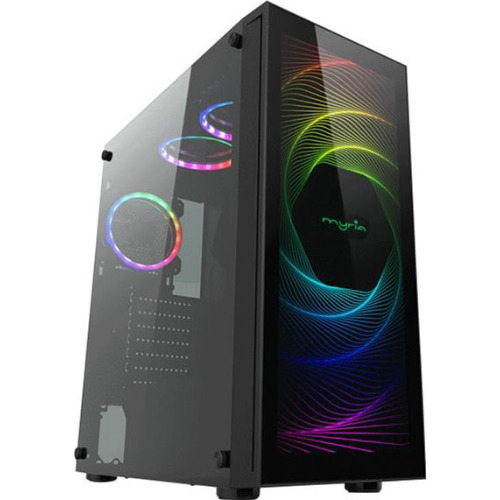 Carcasa Middletower PC Myria MY8748, RGB, 3 ventilatoare, 2x USB 2.0, 1x USB 3.2 Type-C, Jack 3.5mm, Negru 	buc 	1 	1 	50.0 	50.0 Total 