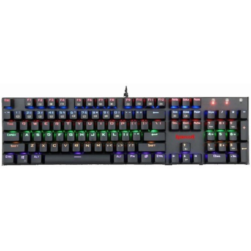 Tastatura Gaming Mecanica Cu Fir Redragon Mitra RGB, Switchuri Outemu Blue, Double-Shot Injection, USB, Negru
