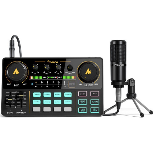 Set portabil pentru streaming/podcast Maono AU-AM200, 20Hz - 20kHz, THD 0.5, USB-C, Negru