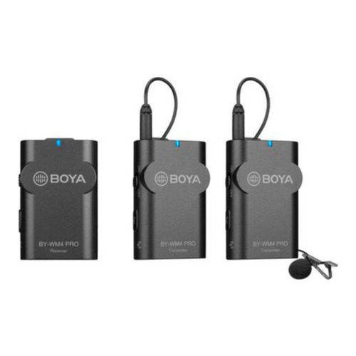 Sistem Wireless Lavaliere Boya BY-WM4 PRO-K2, 2xMicrofon Lavaliera, 2xTransmitator si Receiver, Negru
