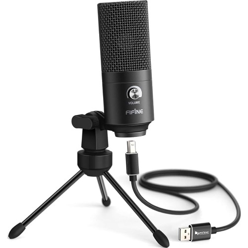 Microfon Fifine USB, Laptop/PC, 16 dB,  Stereo, USB, Microfon Condensator  + Accesorii
