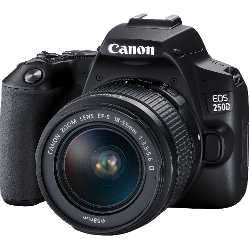 Aparat foto DSLR Canon EOS 250D, 24.1 Mp, Wi-Fi, 4K + Obiectiv EF-S 18-55mm f3.5 - 5.6 III