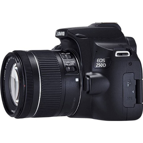 Aparat foto DSLR Canon EOS 250D, 24.1 Mp, Wi-Fi, 4K + Obiectiv EF-S 18-55mm f3.5 - 5.6 III Aparat foto DSLR Canon EOS 250D, 24.1 Mp, Wi-Fi, 4K + Obiectiv EF-S 18-55mm f3.5 - 5.6 III