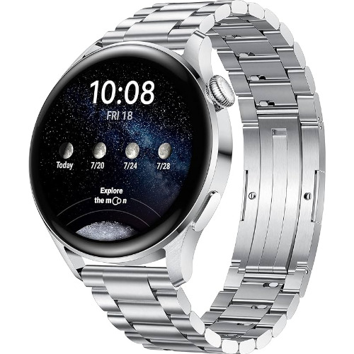 Smartwatch Huawei Watch 3, 46mm, 16 Gb, Display AMOLED HD 1.43 inch, NFC, GPS, Wi-Fi, LTE, GLL-AL04, Stainless Steel Strap