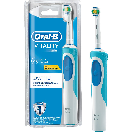 Periuta de dinti electrica Oral-B Vitality D12-513 3D White, 7600 Oscilatii/min, Curatare 2D, 1 program, 1 capat, Alb/Albastru