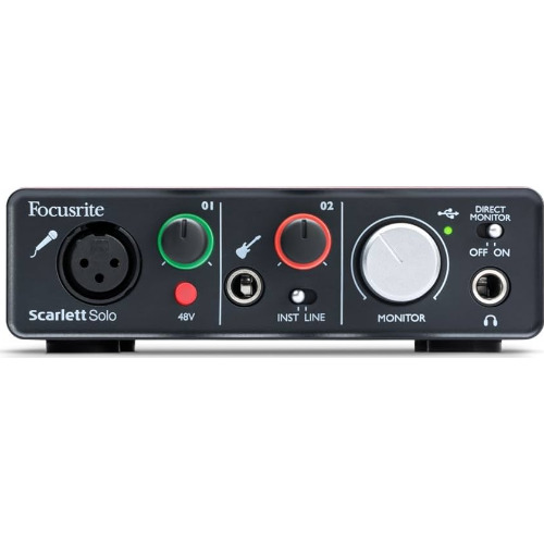 Interfata audio Focusrite Scarlett Solo 1st Gen, XLR, iesiri balansate, Rosu