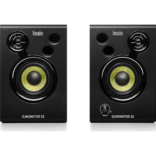 Boxe Multimedia Hercules DJ Monitor 32, 15 W x 2, 60 - 20,000 Hz, Boxa Dreapta Activa, Boxa Stanga Pasiva, Negru
