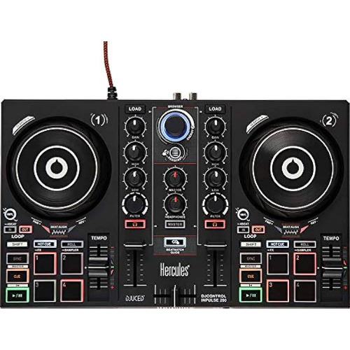 Controller Hercules Dj Control Inpulse 200, 4 Insertii x 4 Moduri, 2 Punti, 2 Canale, Negru
