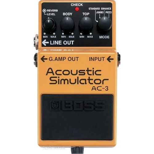 Pedala de efect BOSS Acoustic Simulator AC-3, Reverb incorporat, 4 moduri de simulare, Galben