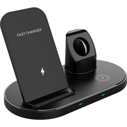 Statie de Incarcare 3 in 1 Tech-Protect W55, Wireless Quick Charge, 15 W, Negru
