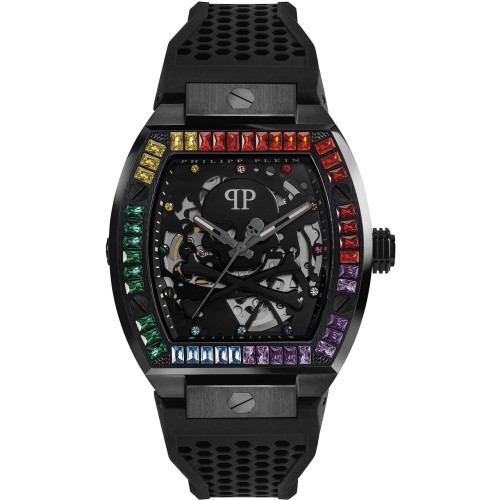 Ceas barbatesc Philipp Plein PWBAA0621, Automatic, 44mm, Cristal mineral, Curea Silicon, Negru
