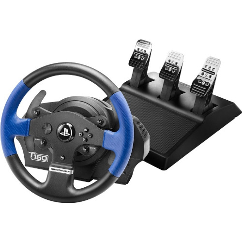 Volan cu Pedale Thrustmaster T150 Force Feedback, PS4, PS3, PC, 1080 grade, Vibratii, Negru-Albastru
