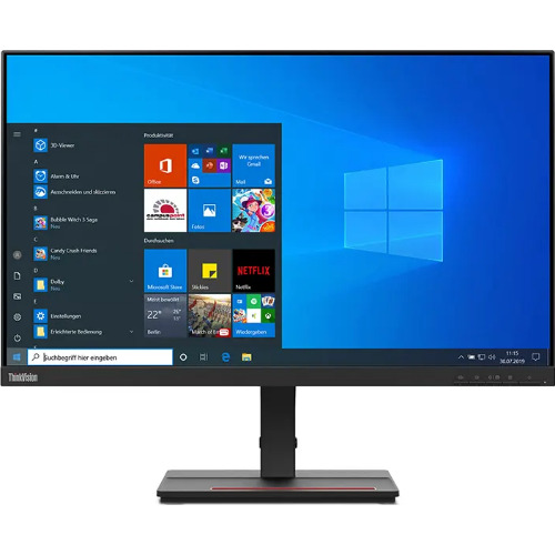 Monitor Wide LED Lenovo ThinkVision S24e-20, 23.8 inch, FHD, 60 Hz, 4 ms, HDMI, VGA, Jack 3.5mm, Negru
