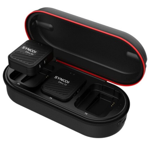 Set 2x Lavaliera + Receiver Synco G1 PRO, Bluetooth, Transmisie 150 m, Carcasa De Incarcare, Reducerea Zgomotului, Negru
