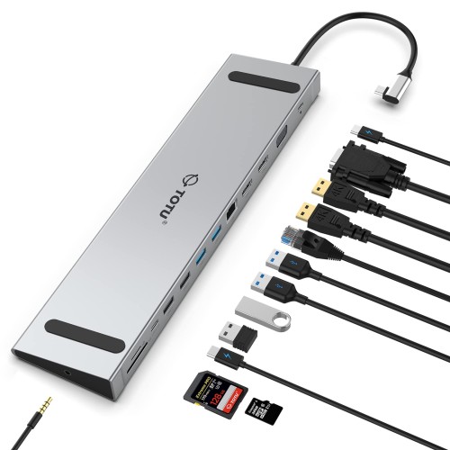 Statie Andocare TOTU TT-DC005, 13 in 1, USB-C, HDMI, VGA, USB 3.0, USB 2.0, Card Reader, Ethernet, Jack 3.5 mm, 24 Luni Garantie (Produs NOU!)
