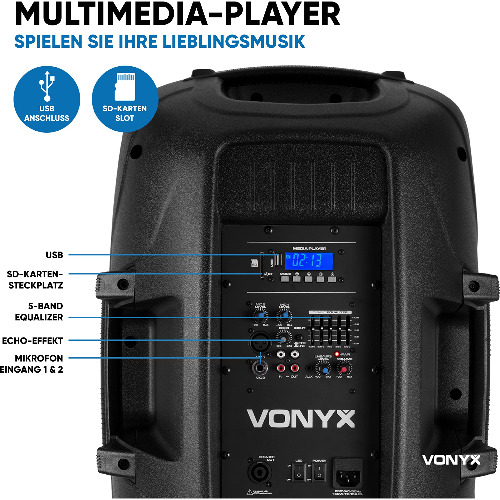 Kit Sonorizare VONYX VPS152A, 2x15 inch USB / Bluetooth 2x250 W RMS, Black (Fara Trepied / Microfon)
 Kit Sonorizare VONYX VPS152A, 2x15 inch USB / Bluetooth 2x250 W RMS, Black (Fara Trepied / Microfon)