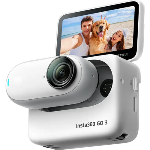 Camera video sport Insta360 GO3, 64GB, 2.7K Video, AI Powered Editing, 360, Waterproof, Magnetic Mount, Voice COntrol 2.0, Pivot Stand, Alb
