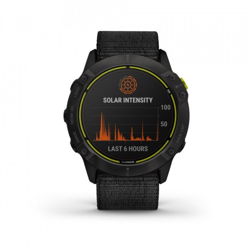 Smartwatch Sport Garmin Enduro Titan Solar, Display 35 mm, Functii Sport, GPS, Giroscop, Bluetooth, Curea Elastica Nailon, Negru
