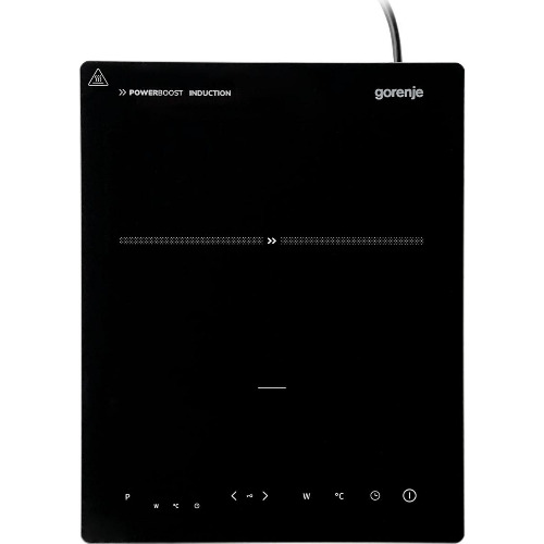 Plita cu inductie Gorenje ICR2000SP, 2000W, 1 arzator, 10 trepte de putere, Tip panou de comanda Touch screen, Oprire automata, Negru