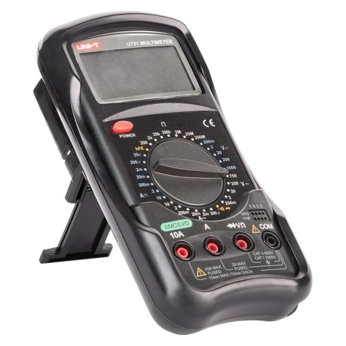 Multimetru Digital UNI-T UT51, Afisaj LCD, Tensiune DC/AC, Curent DC/AC, Rezistenta, Capacitate, Negru

