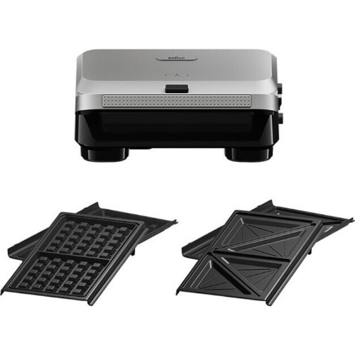 Sandwich-maker BRAUN SM5005, 800W, 2 Seturi Placi Detasabile, Invelis Antiaderent, Argintiu-Negru
