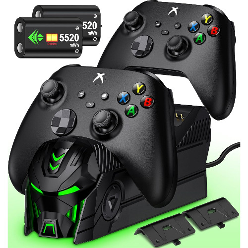 Xbox Charger Station with 2x5520mWh Rechargeable Battery Packs for Xbox One,Series X Controller, Dual Charging Dock with 4 Battery Covers
 Xbox Charger Station with 2x5520mWh Rechargeable Battery Packs for Xbox One,Series X Controller, Dual Charging Dock with 4 Battery Covers