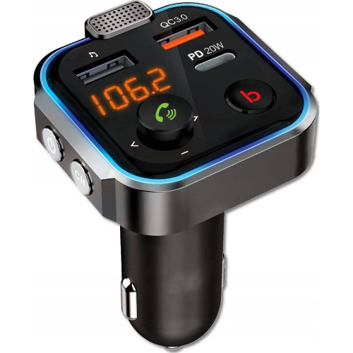 Transmitator FM P5, Bluetooth 5.0, 2X Usb, Negru
