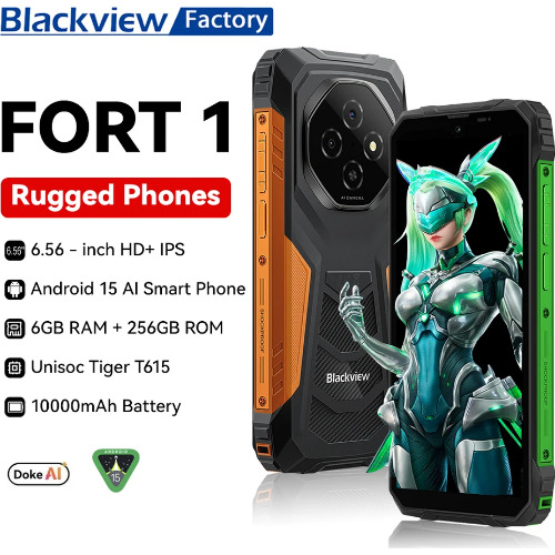 Telefon Mobil Blackview FORT 1, ~Green new, 4G, 6.56 HD+ IPS, 16GB RAM (4GB + 12GB Extensibili), 256GB ROM, 16 MP, Android 15, Tiger T615, NFC, 10000 mAh, 18 W, Dual SIM
 Telefon Mobil Blackview FORT 1, ~Green new, 4G, 6.56 HD+ IPS, 16GB RAM (4GB + 12GB Extensibili), 256GB ROM, 16 MP, Android 15, Tiger T615, NFC, 10000 mAh, 18 W, Dual SIM
