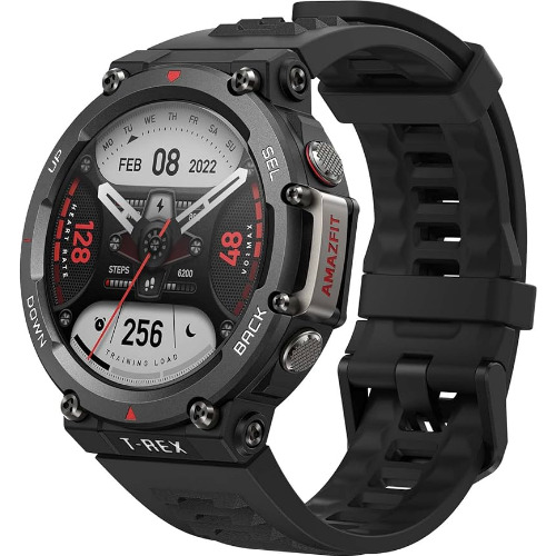 Smartwatch Amazfit T-Rex 2, 47mm, Amoled, GPS, Android/iOS, Bratara din textil neagra, Ember Black
